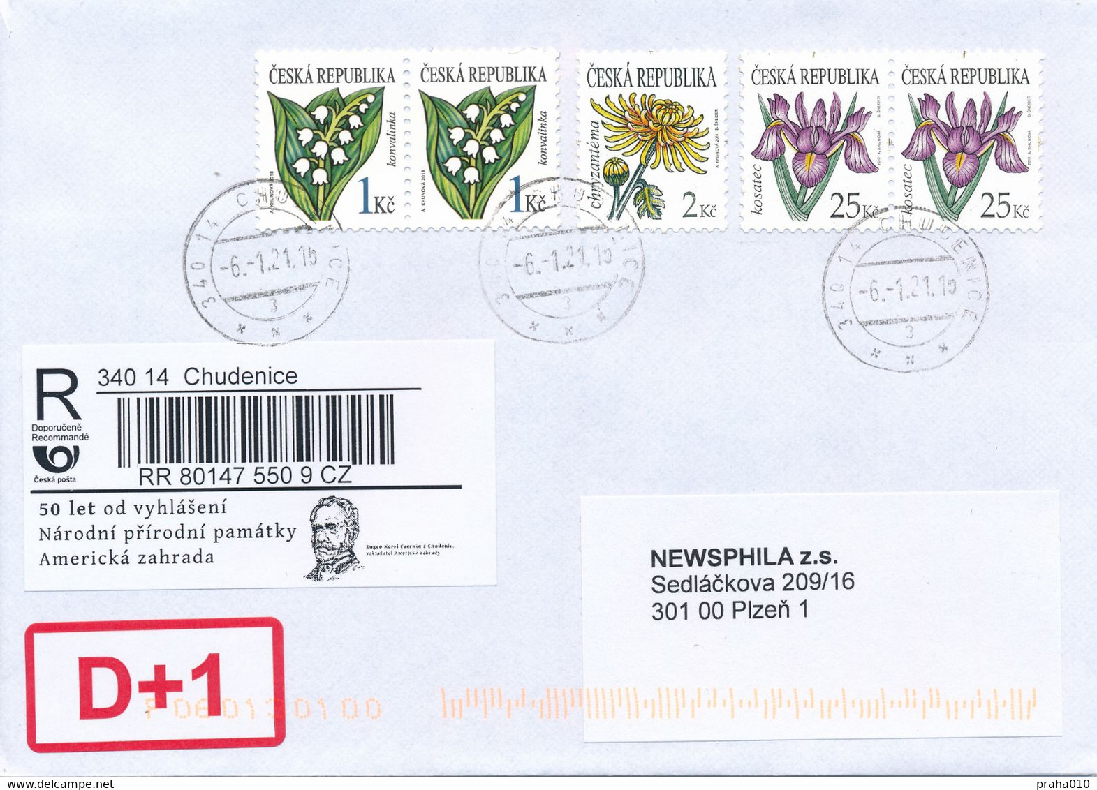 Czech Rep. / Comm. R-label (2020/75) Chudenice: National Natural Monument "American Garden" (X0209) - Brieven En Documenten