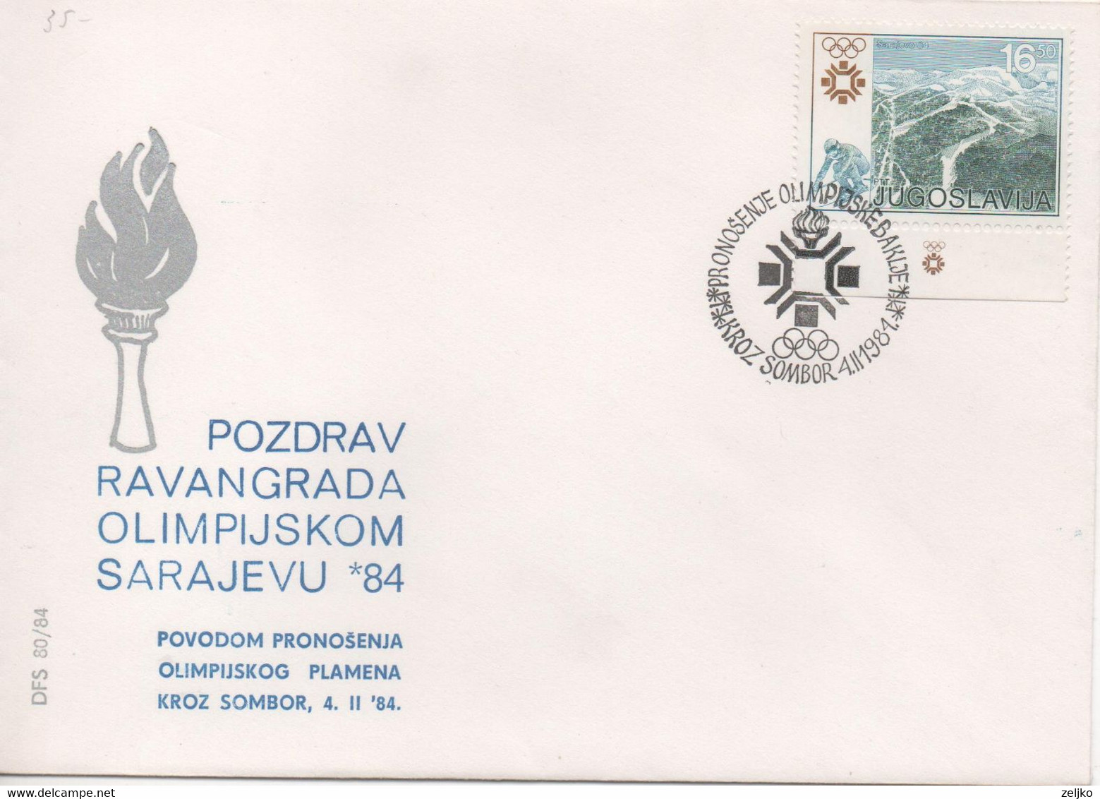 Yugoslavia, Winter Olympic Games Sarajevo 1984, Cancel Sombor, Cover 2 - Winter 1984: Sarajevo