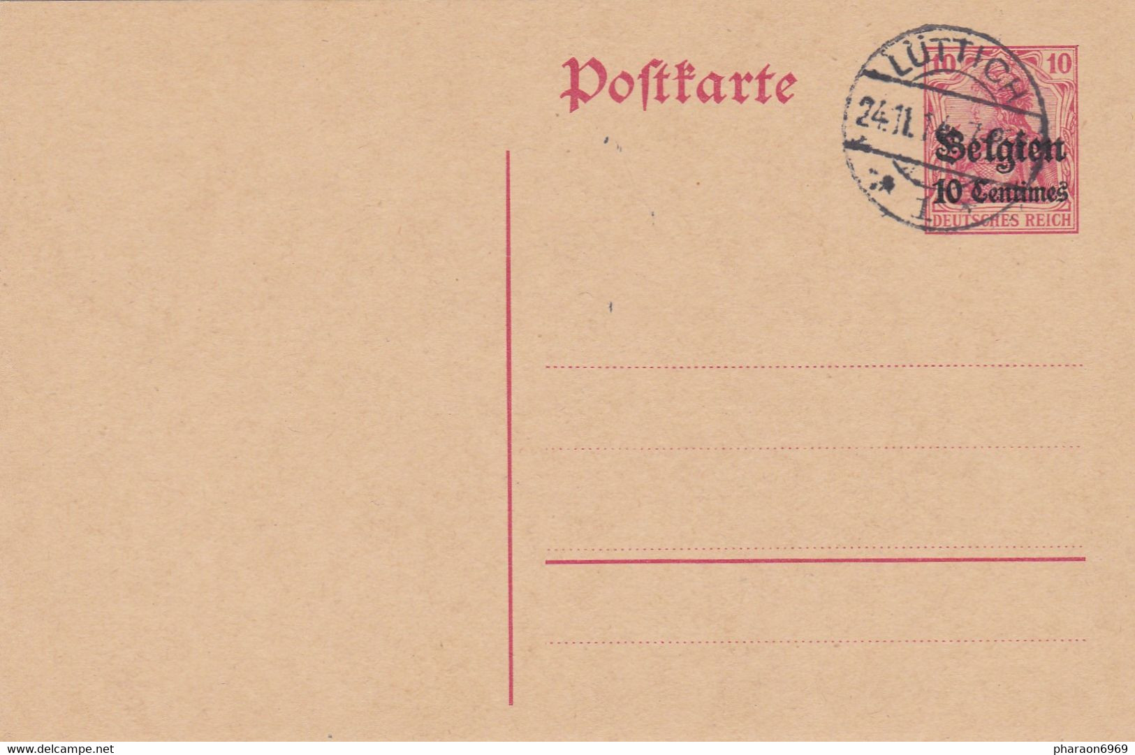 Carte Entier Postal Occupation Allemande Lüttich - German Occupation