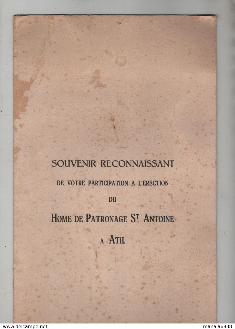 Souvenir Reconnaissant Participation érection Home De Patronage Saint Antoine Ath Calendrier  1935 - Non Classés