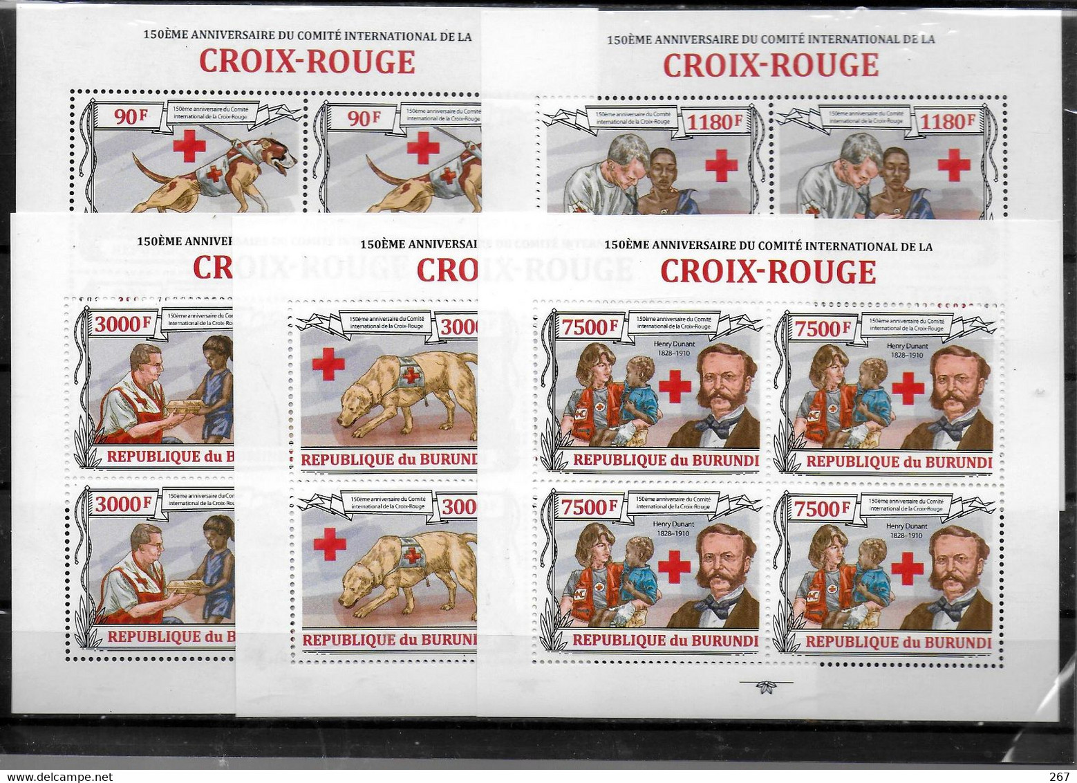 BURUNDI Feuillet  N°  2002/05  BF  340 * * ( Cote 64e )  Medecine Dunant Croix Rouge Chiens - Henry Dunant