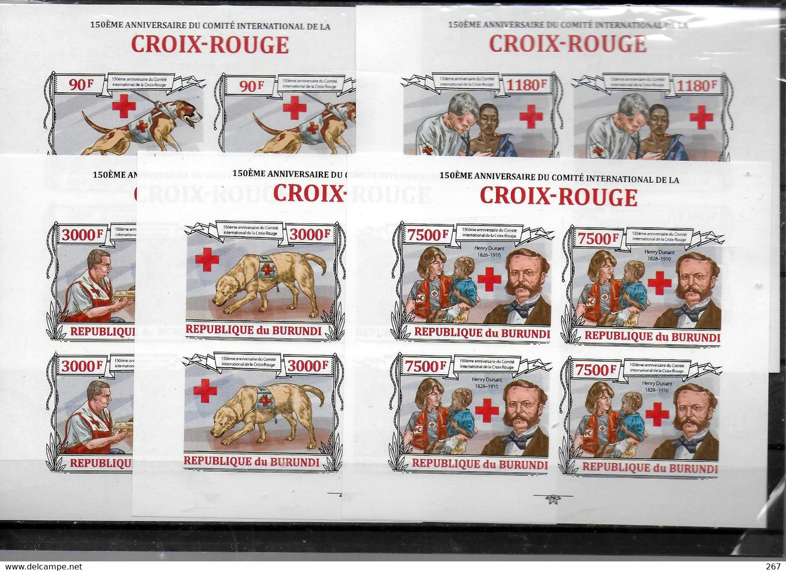 BURUNDI Feuillet  N°  2002/05  BF  340 * * NON DENTELE   Medecine Dunant Croix Rouge Chiens - Henry Dunant