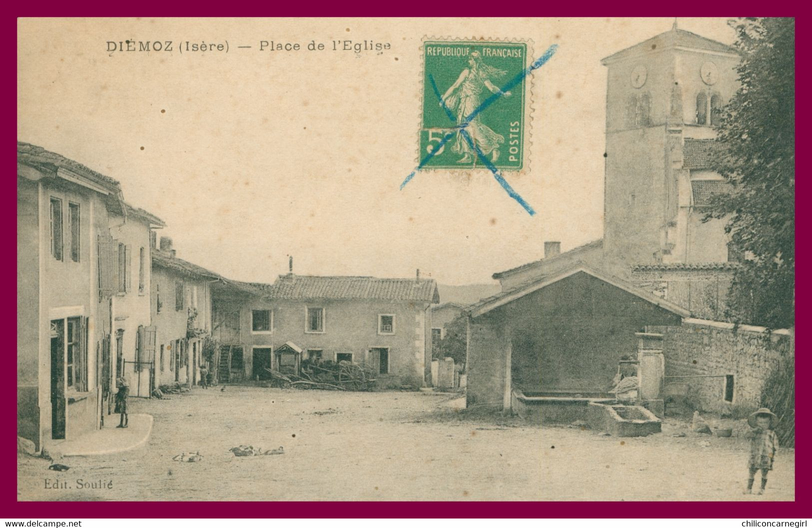 DIEMOZ - Place De L'Eglise - Animée - Edit. SOULIE - 1907 - Diémoz