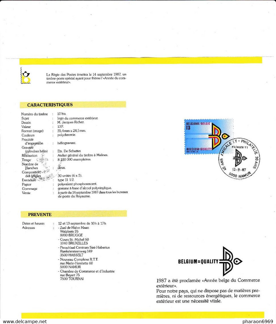 Feuillet Poste FDC 2262 Année Belge Du Commerce Extérieur - Cartas & Documentos