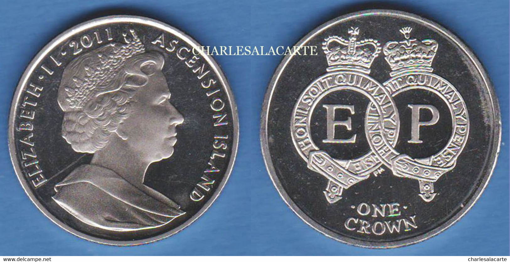 ASCENSION ISLAND  2011 CUPRO-NICKEL CROWN PROOF ROYAL WEDDING ANNIVERSARY ELISABETH & PHILLIP POBJOY MINT EXCELLENT - Isla Ascensión