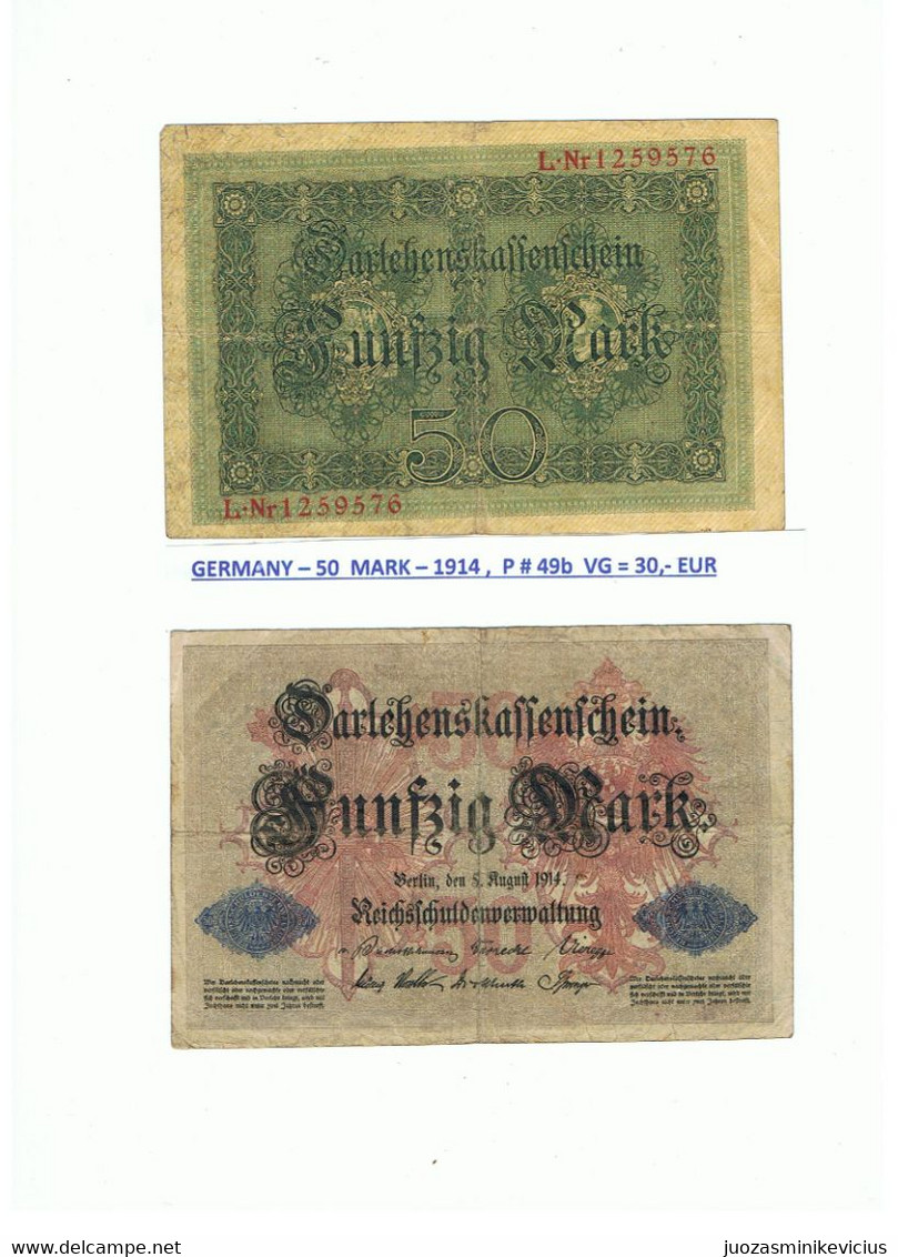 GERMANY-50 MARK-1914 , P # 49Bb, GOOD . - 50 Mark