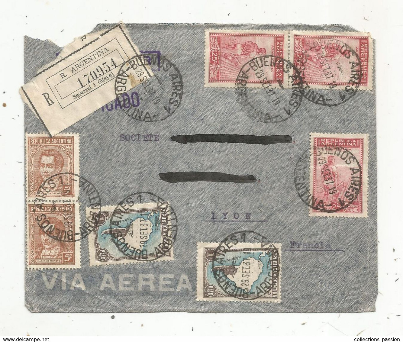 Lettre , Republica Argentina , BUENOS AIRES1  ,1941, R. ARGENTINA Sucursal 1 (Mayo) - Storia Postale