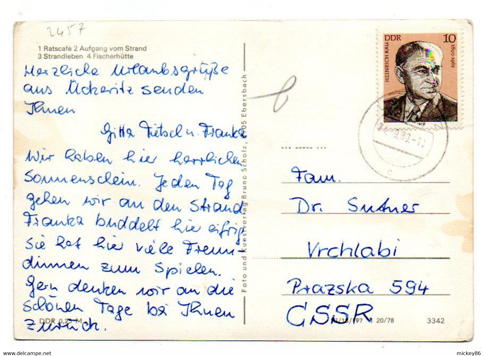 Allemagne --SEEBAD UECKERITZ--1980--Gruss Aus....Multivues...timbre...cachet ....destinée CSSR - Autres & Non Classés