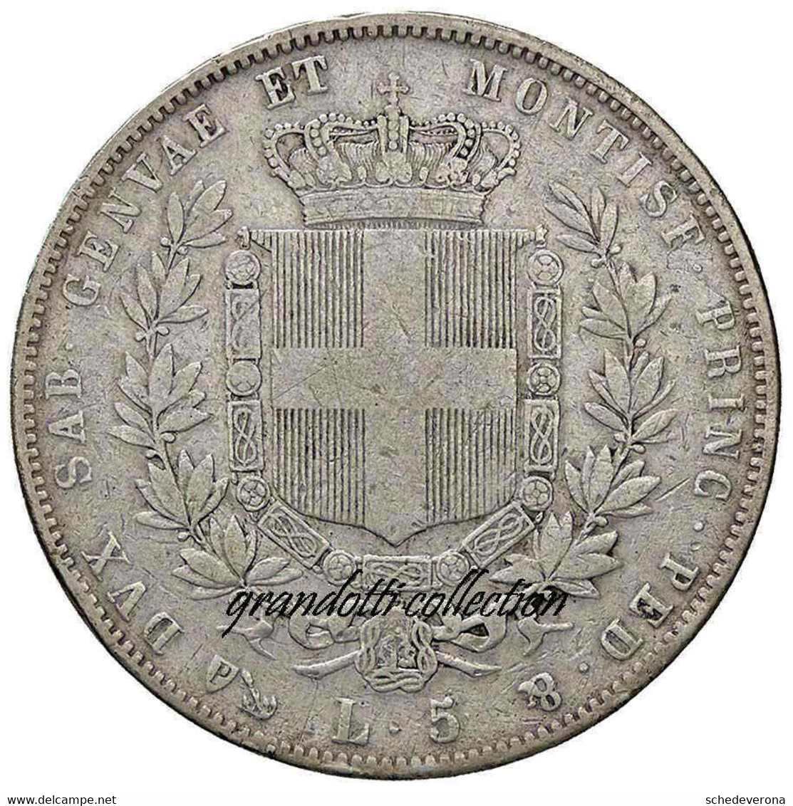 VITTORIO EMANUELE II 5 LIRE 1852 GENOVA RARA MONETA REGNO DI SARDEGNA - Piémont-Sardaigne-Savoie Italienne