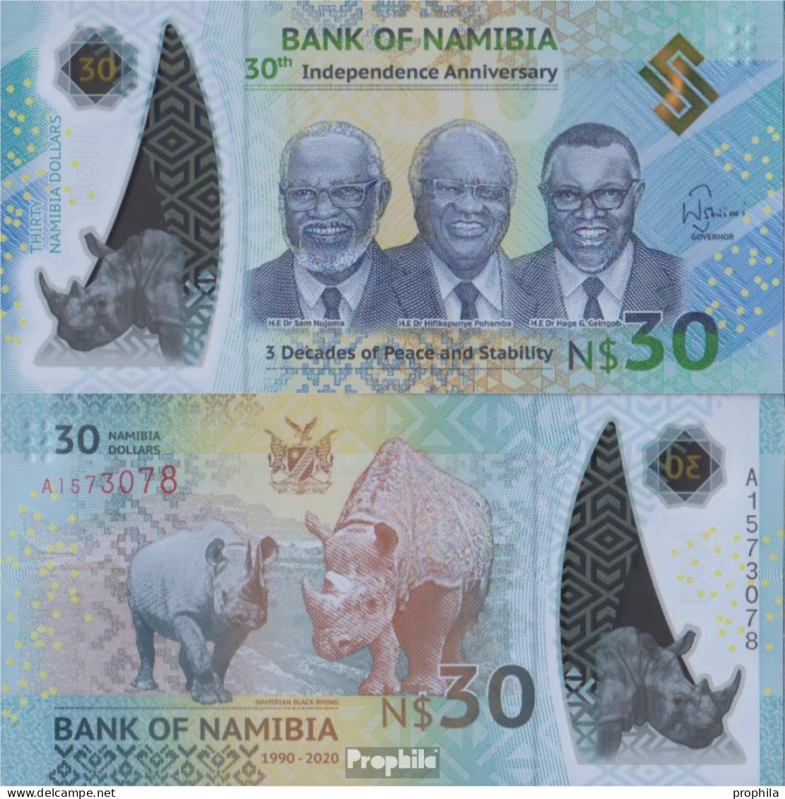 Namibia - Südwestafrika Pick-Nr: NEW Bankfrisch 2020 30 Namibia Dollars - Namibia