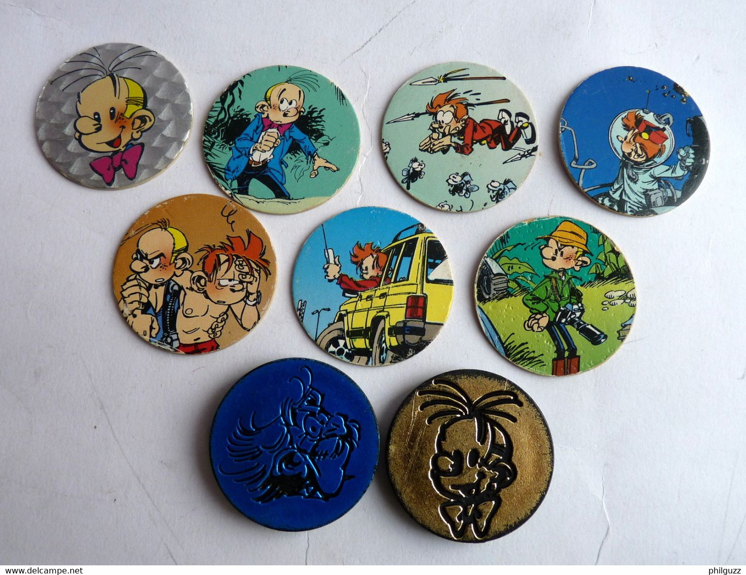 Asterix & Obelix - LOT DE 7 POG CAPS SPIROU + 2 KINI DUPUIS 1995