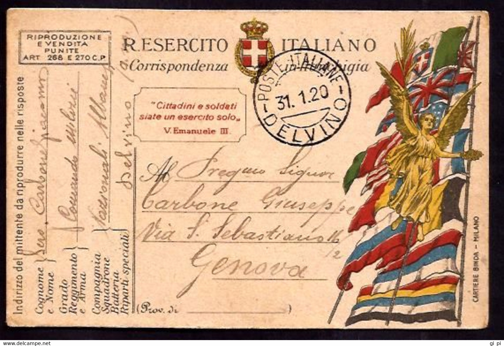 F5892  - ALBANIA  - POSTE ITALIANE DELVINO - Albanie