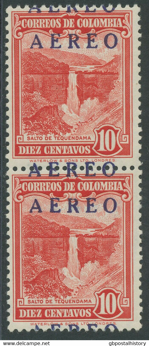 COLOMBIA 1953 Provisional Airmail Issue 10 C U/M MAJOR VARIETY: DOUBLE OVERPRINT - Colombia