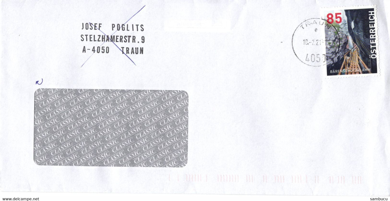 Brief Von 4050 Traun Mit 85 Cent Bärenschützklamm Dispenser 2021 - Cartas & Documentos