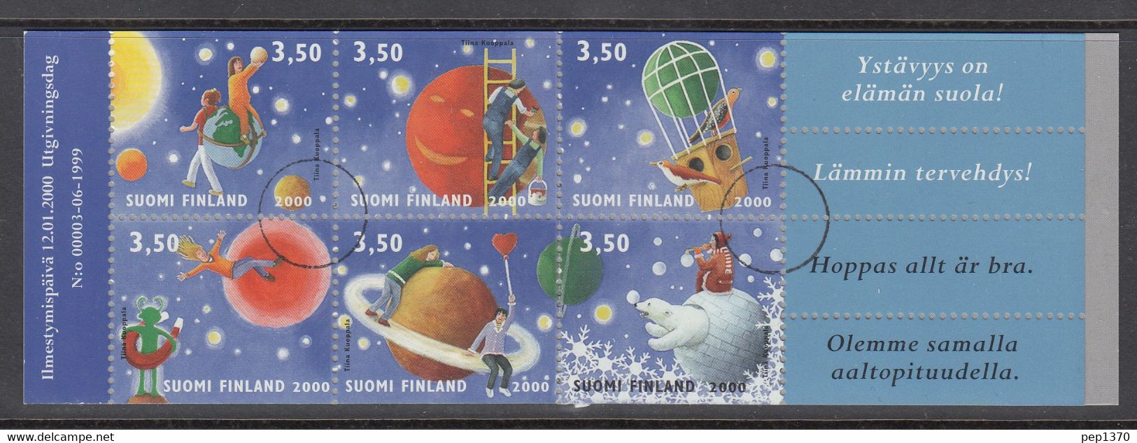 FINLANDIA 2000 - SELLOS DE FELICITACIONES - YVERT Nº 1477-1482 EN CARNET - SPECIMEN - Nuevos