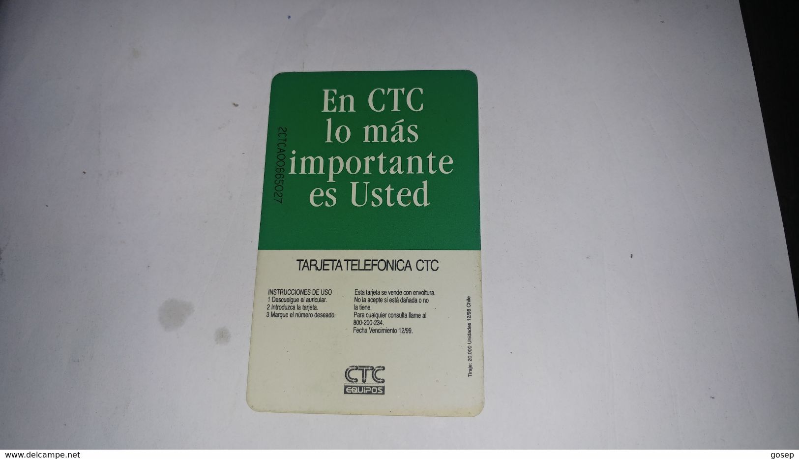 Chile-(cl-ctc-056)-el Morro Arica-(151)-($2.000)-(2CTCA00665027)-(12/98)-(20.000)-used Card+1card Prepiad Free - Chile