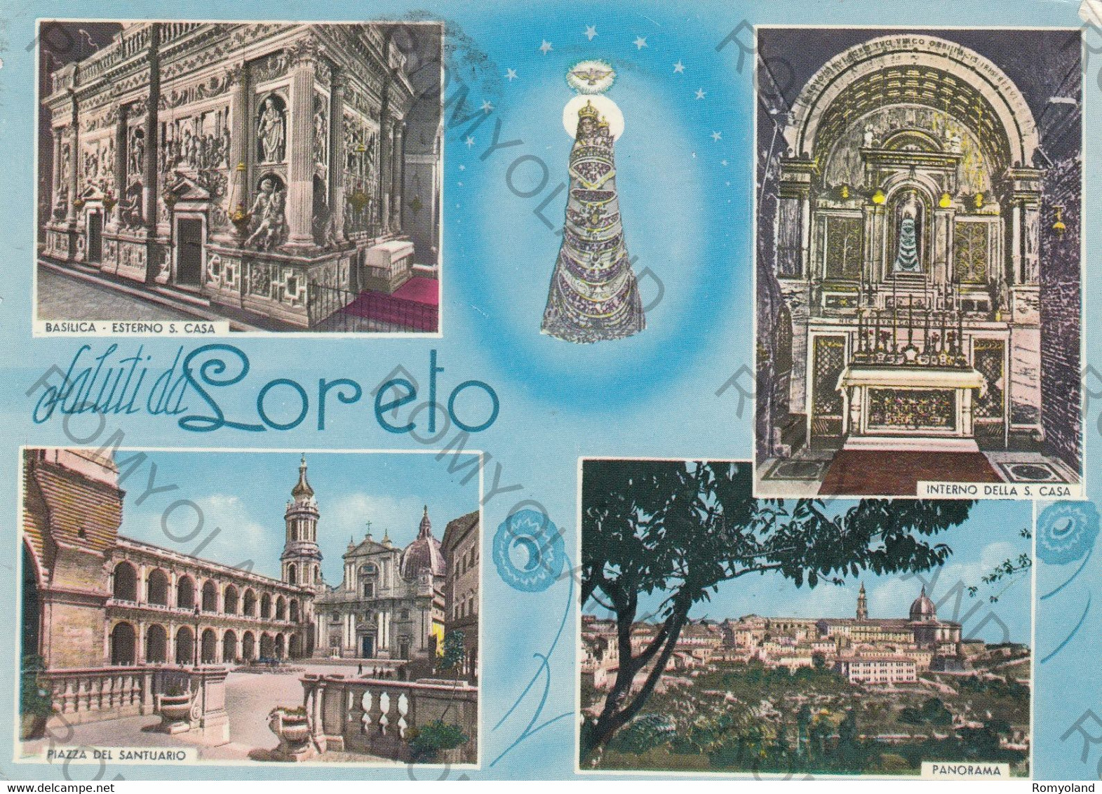 CARTOLINA  LORETO,ANCONA,MARCHE-SALUTI DA LORETO-CULTURA,IMPERO ROMANO,BELLA ITALIA,MEMORIA,RELIGIONE,VIAGGIATA 1967 - Ancona