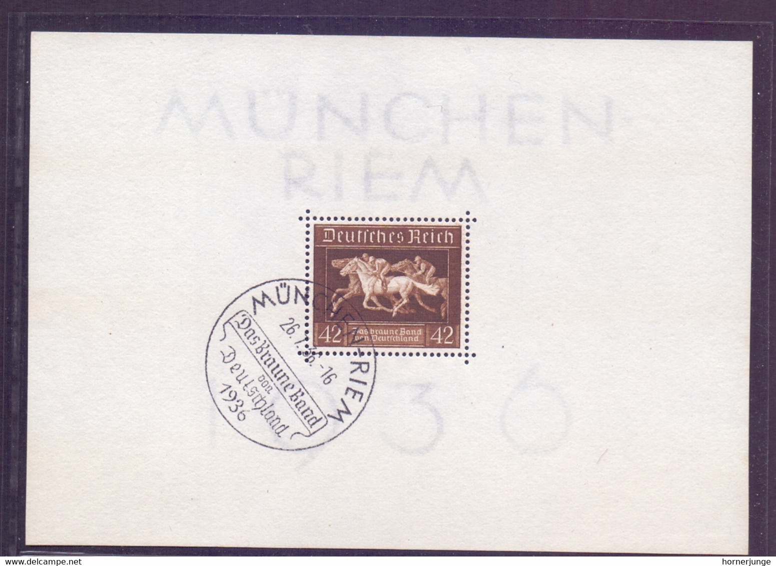 Deutsches Reich München-Riem 1936 - Das Braune Band Block 4 Sonderstempel (845) - Blokken