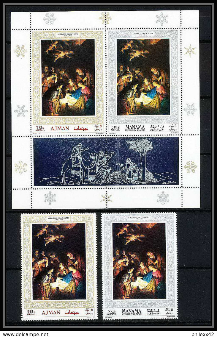 503a Ajman / Manama MNH ** Bloc N° 353 + 133 A Christmas (noel) Nativity Gerrit Van Honthorst (nederlands) - Manama