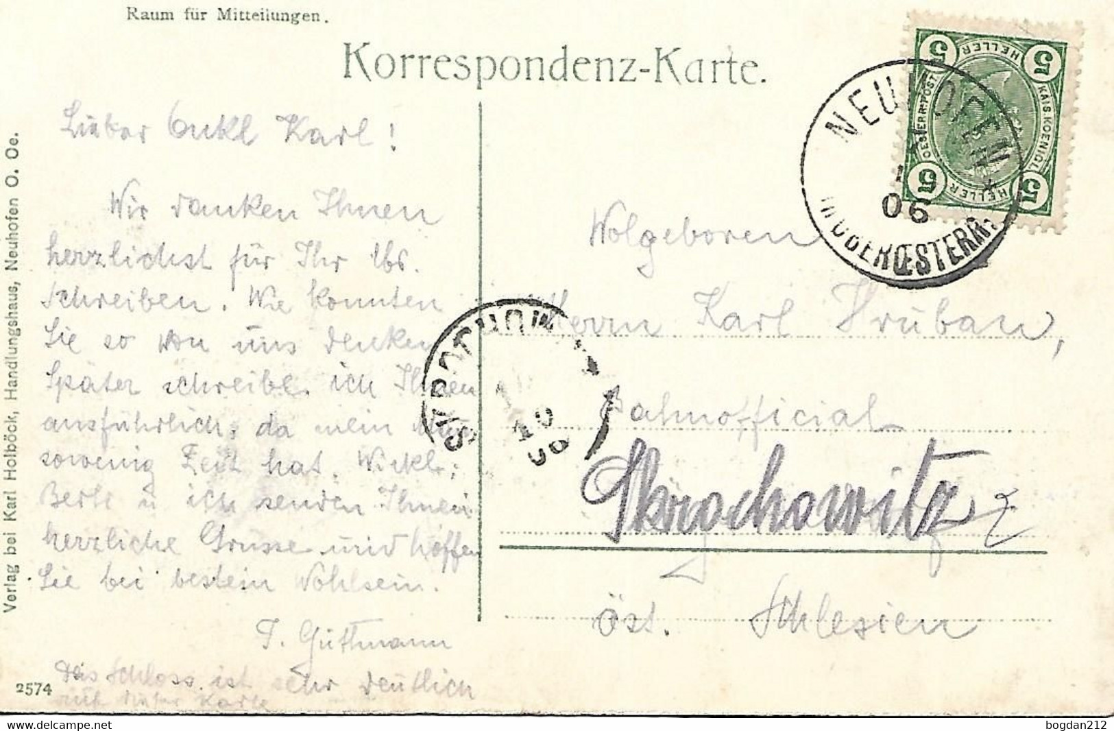 1906 - WEISENBERG  Neuhofen An Der Krems , Gute Zustand, 2 Scan - Traun