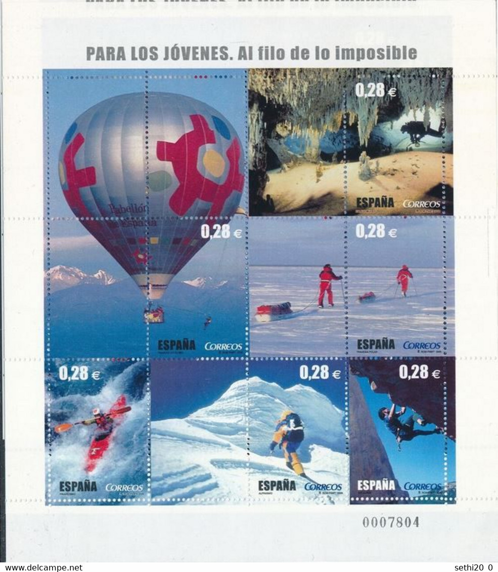 Espagne 2005  Balloons Ballons Canoe Kayack Scuba Diving Plongée Alpinisme  MNH - Montgolfières