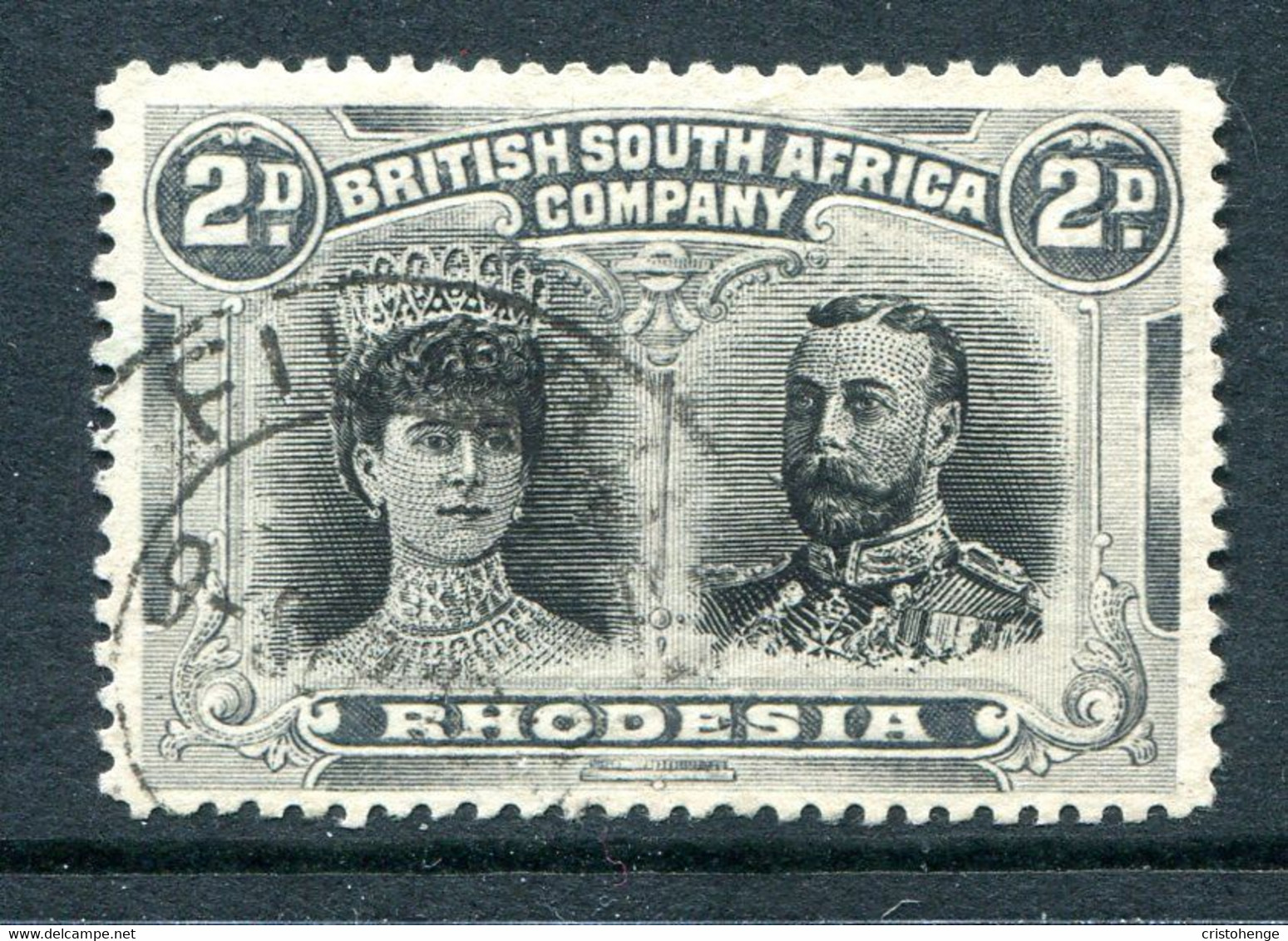 Rhodesia 1910-1913 Double Heads - 2d Black & Slate-grey Used (SG 128) - Sonstige & Ohne Zuordnung