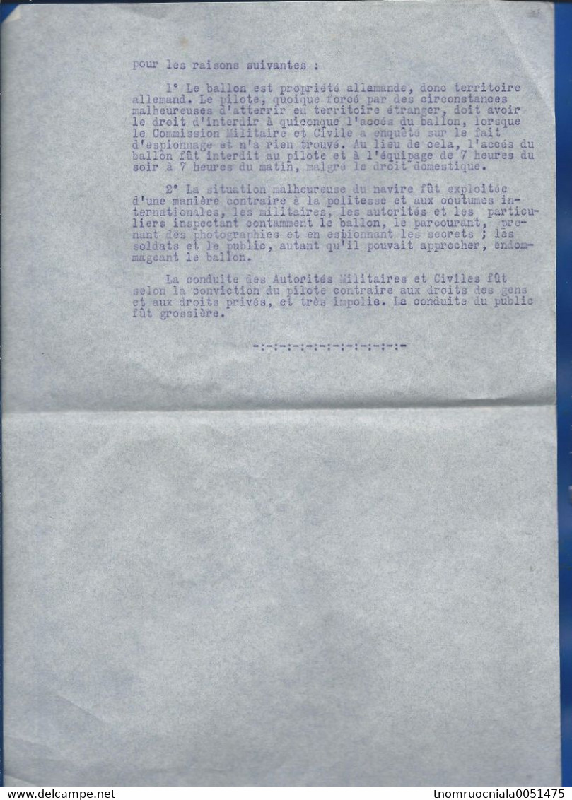 LUNEVILLE    Le Dirigeable ZEPPELIN  Ce Qu'il Advint Aux Aéronautes Allemands  Extrait Tiré D'un Journal Allemand 1913 - Documenten