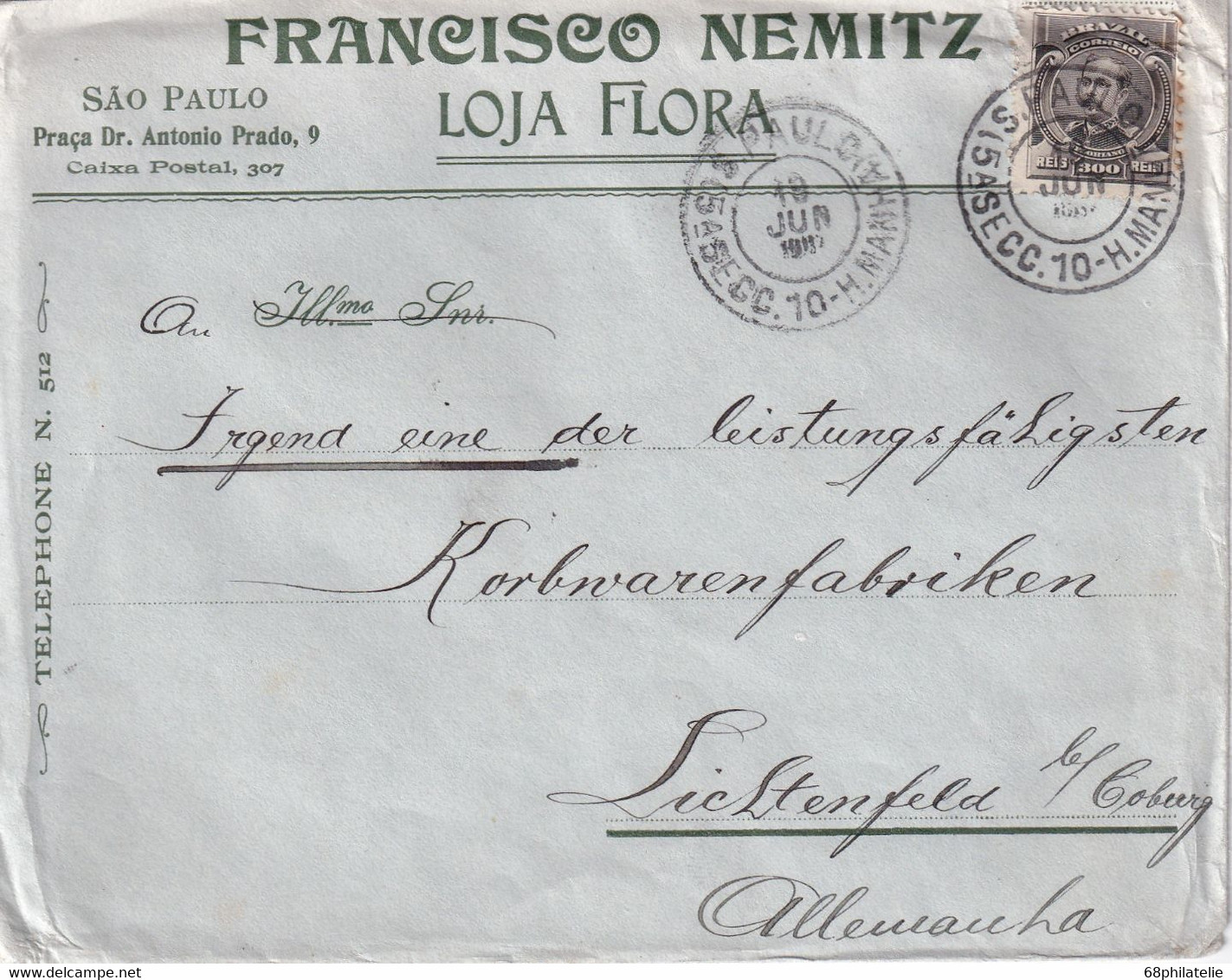 BRESIL 1907 LETTRE DE SAO PAULO - Lettres & Documents