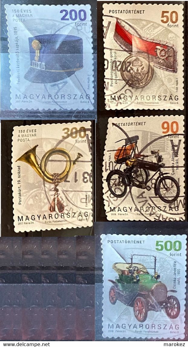 HUNGARY 2017-2018 Postal History - Postal Stories 5 Self-adhesive Postally Used Stamps MICHEL # 5897-98,5968,5970-71 - Used Stamps