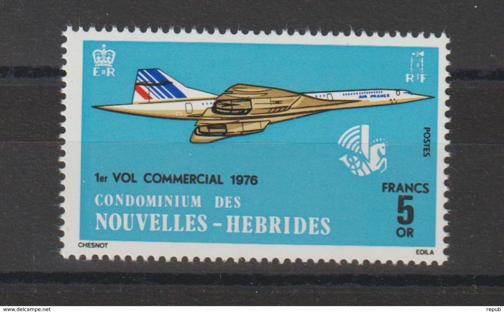 Nouvelles-Hébrides Légende Française 1976 Concorde 424, 1 Val ** MNH - Ongebruikt