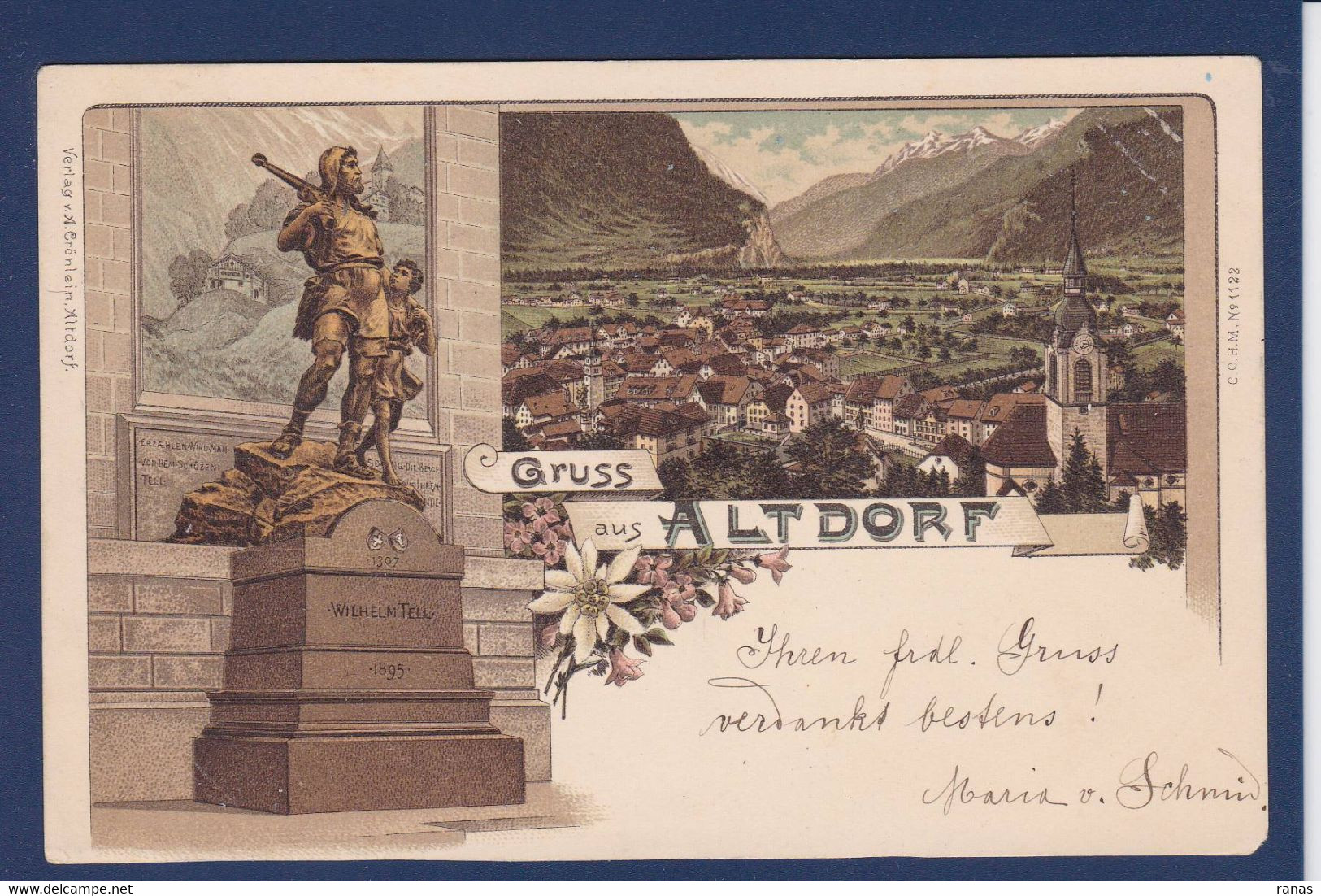 CPA Suisse Helvétia Schweiz Svizzera Circulé En 1898 Litho Gruss Altdorf - Dorf