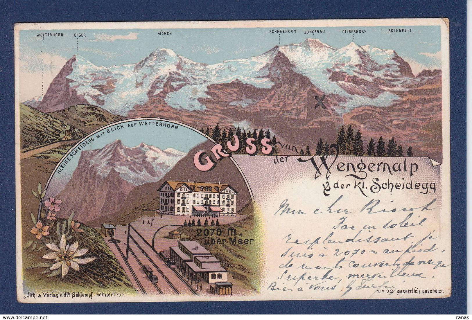 CPA Suisse Helvétia Schweiz Svizzera Circulé En 1900 Litho Gruss Wengernalp - Enge
