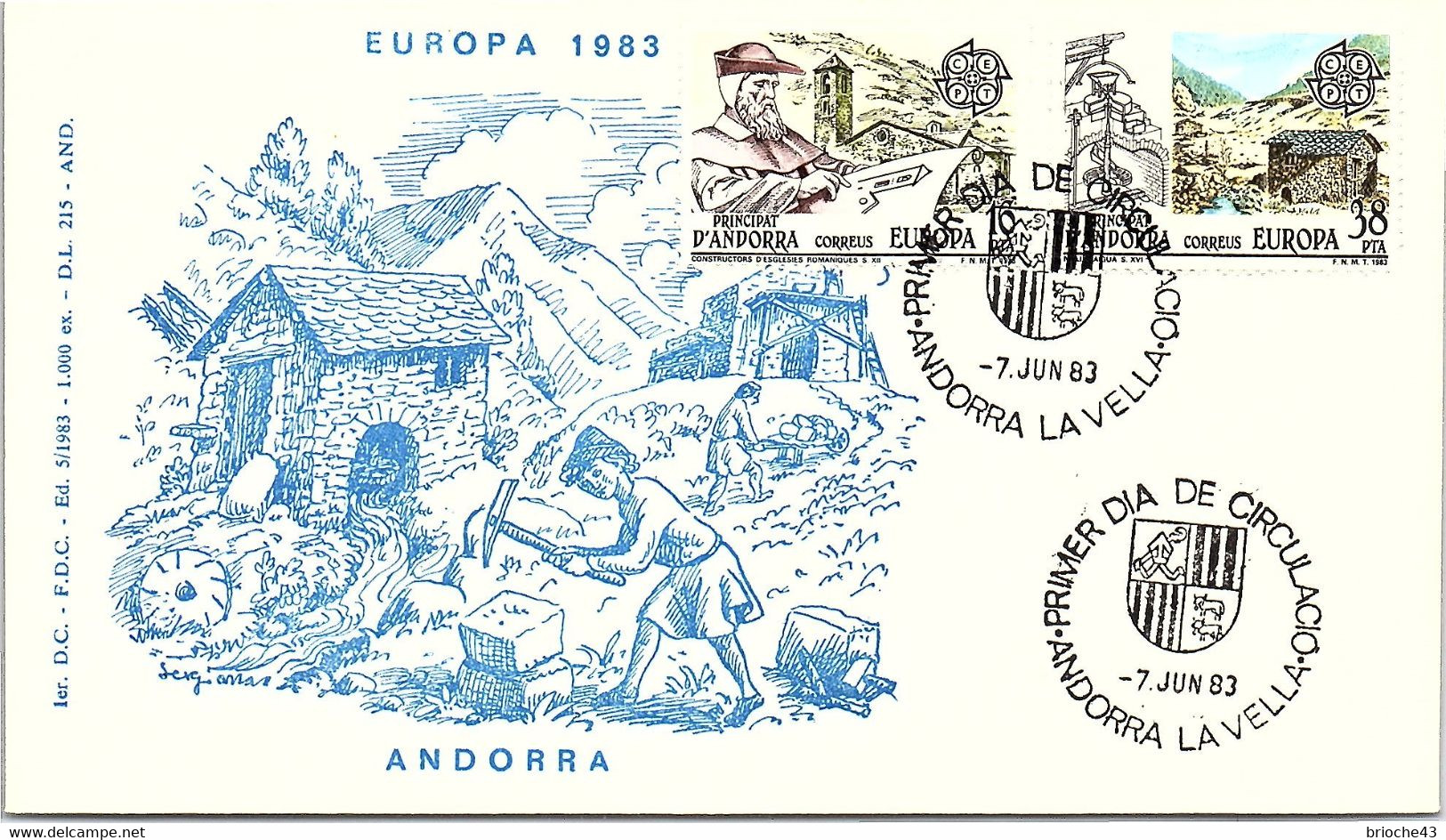 ANDORRA - FDC EUROPA 1983 - 7.6.83 /1 - Cartas & Documentos