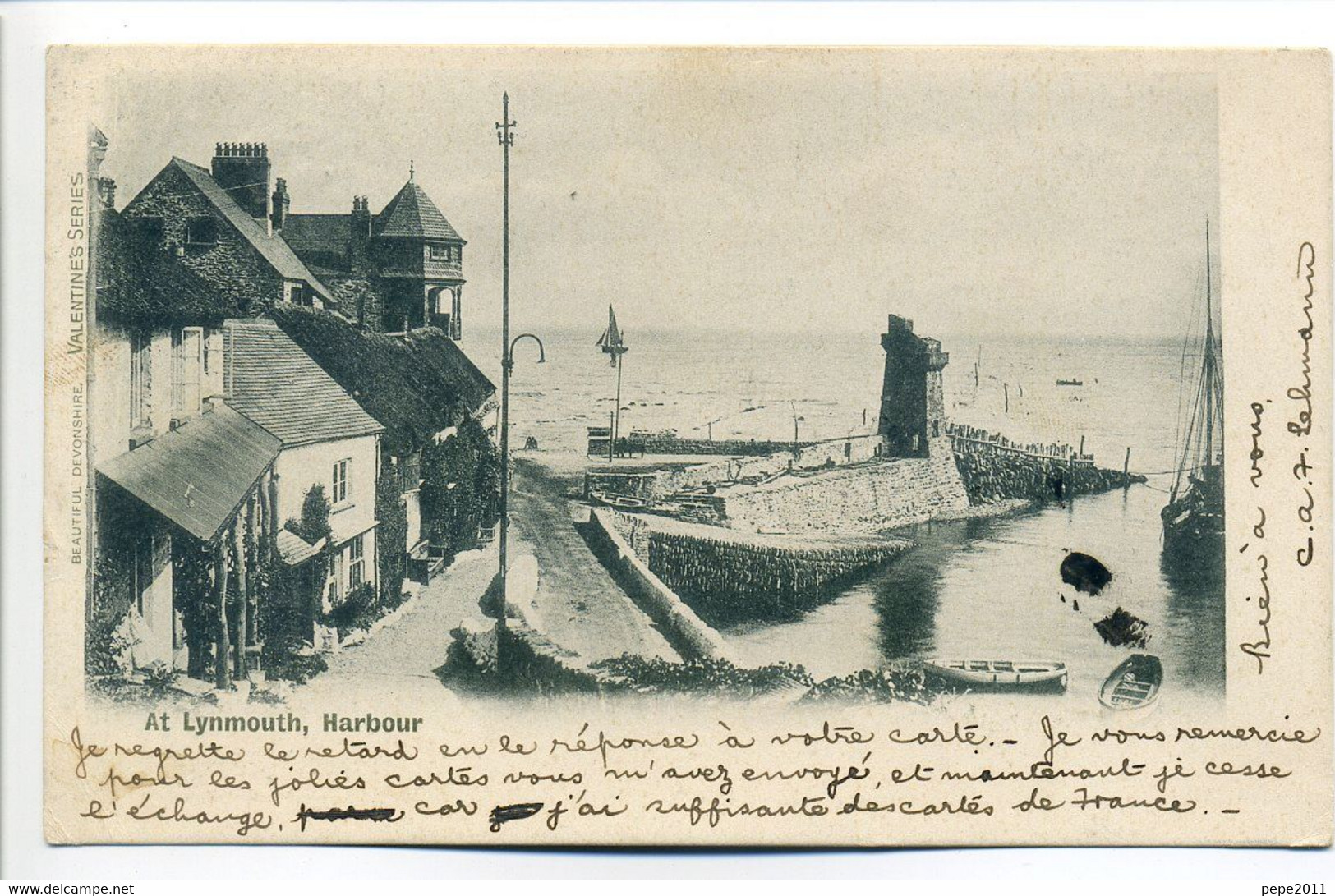 Vintage Postcard  Devon - Lynmouth Harbour (Valentine's Series) - Lynmouth & Lynton