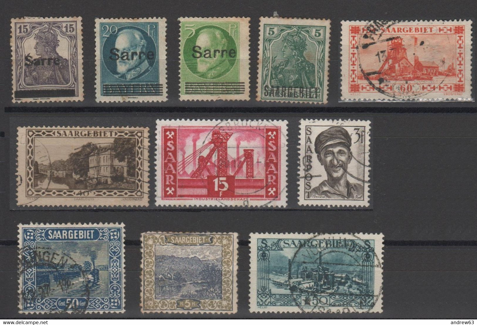 SARRE - SAAR - Lotto - Accumulo - Vrac - 11 Francobolli - Usati - Used - Collections, Lots & Series