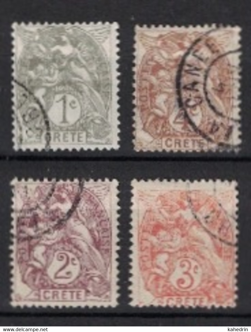 France Crete 1902, Lot Of 4 Stamps (o), Used - Used Stamps
