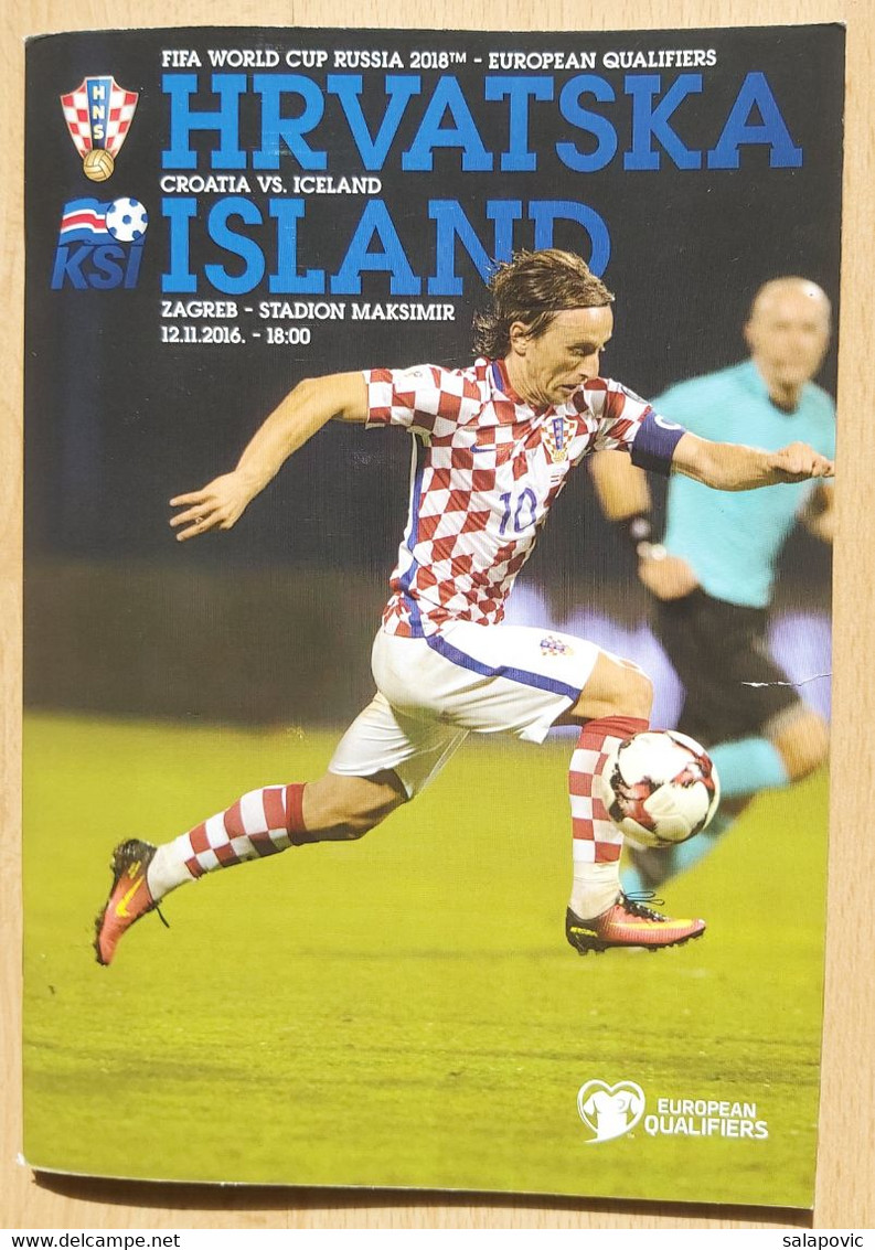 PROGRAM Hrvatska Vs Island: 2016-11-12 RUSSIA WORLD CUP QUALIFICATIONS 2018  CROATIA Vs ICELAND - Libros