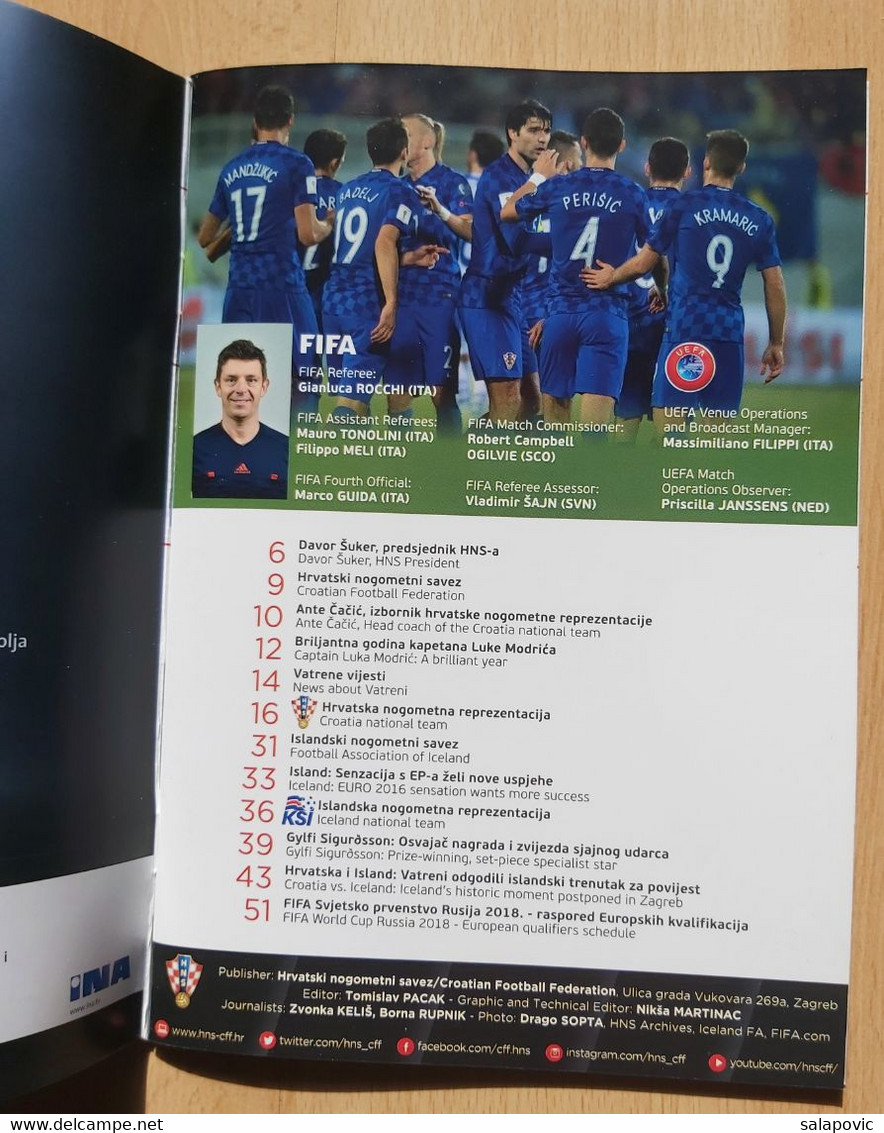 PROGRAM Hrvatska Vs Island: 2016-11-12 RUSSIA WORLD CUP QUALIFICATIONS 2018  CROATIA Vs ICELAND - Libri