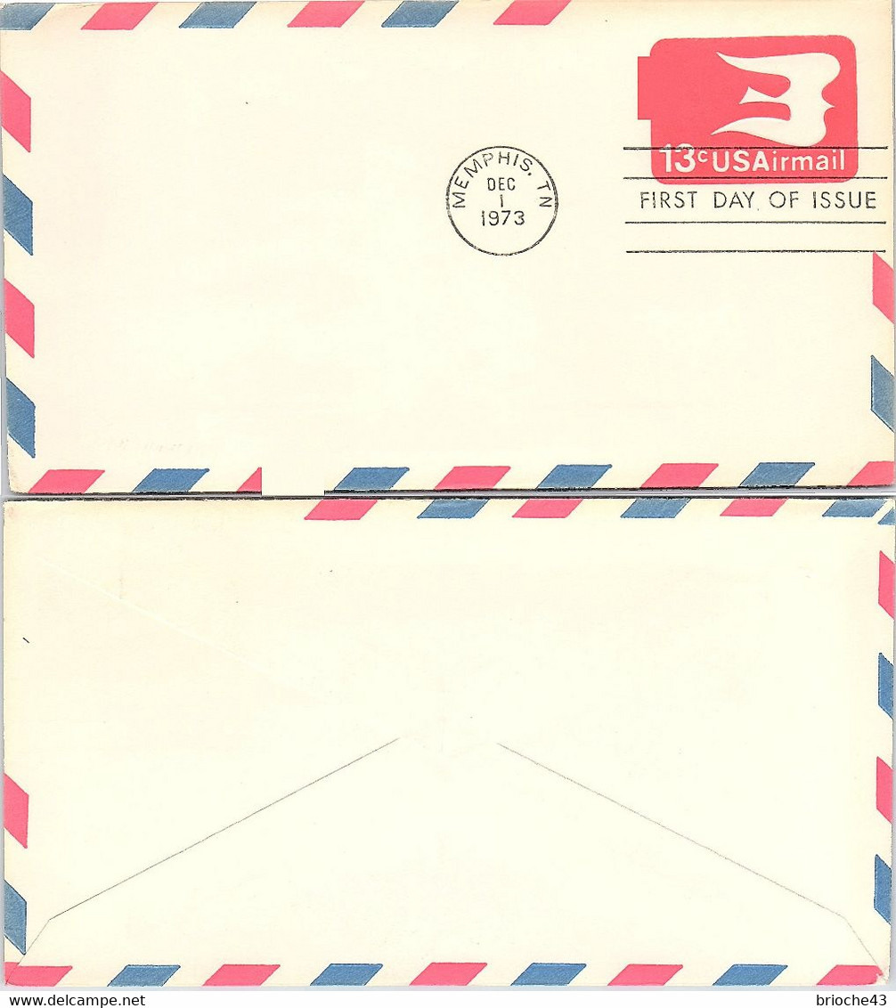 USA - STATIONERY 13c USA AIRMAIL  - FDC - MEMPHIS DEC.1.1973 / 2 - Otros & Sin Clasificación