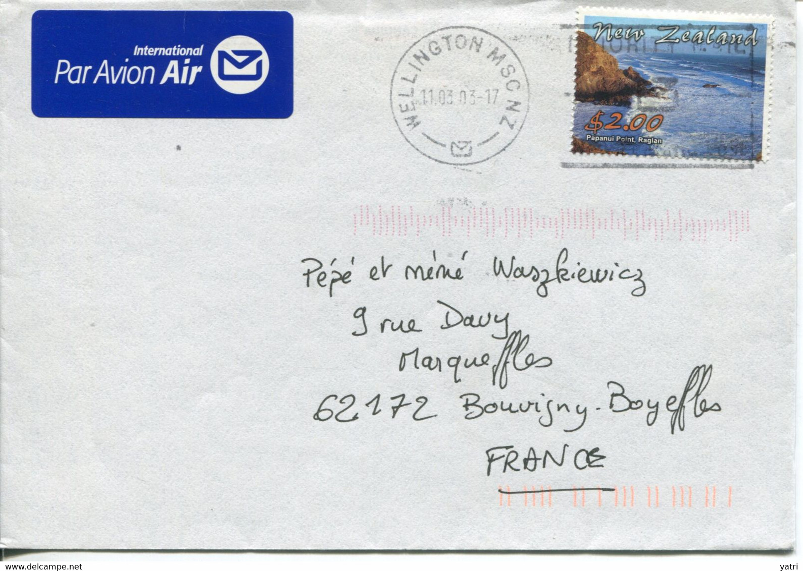 Nuova Zelanda (2003) - Aerogramma Per La Francia - Brieven En Documenten