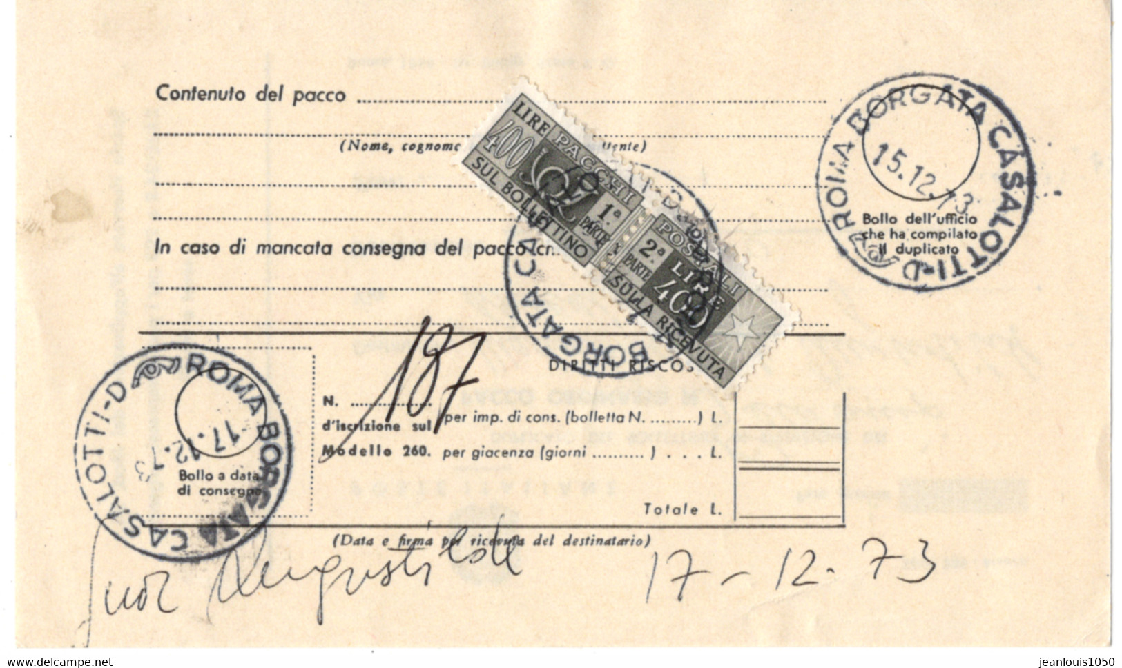 ITALIE COLIS POSTAUX N°86 PAIRE OBLITEREE SUR BULLETIN D'EXPEDITION - 1946-60: Poststempel