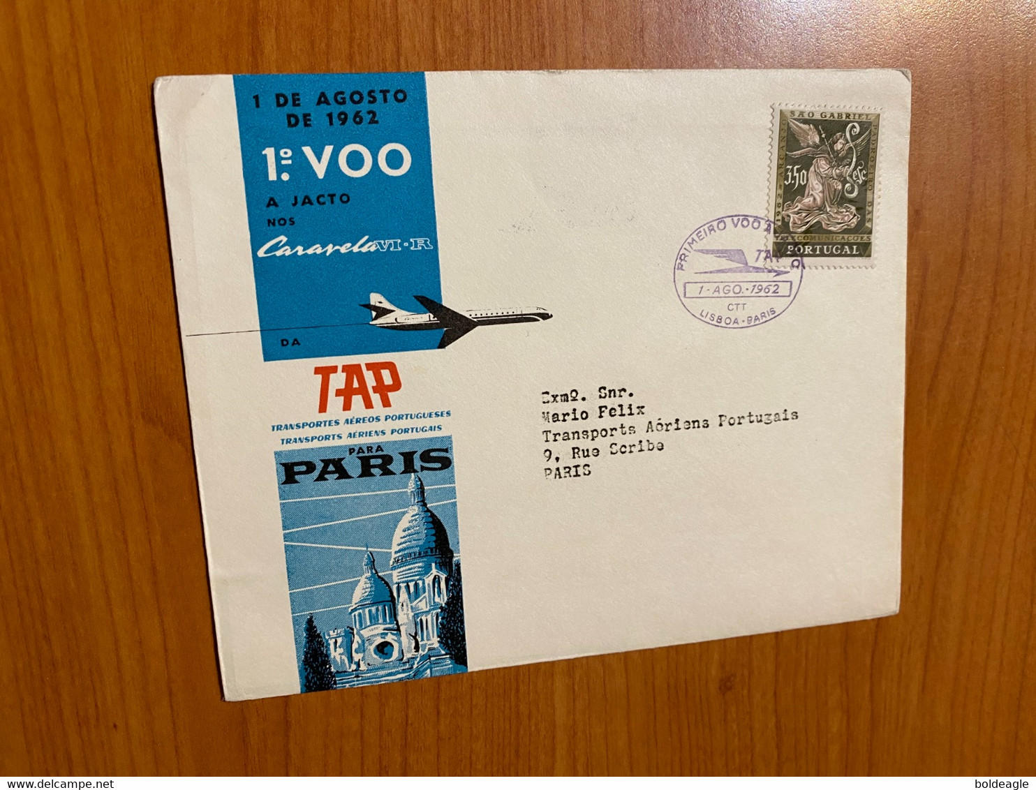 Lettre -1 Er Vol TAP - Lisbonne /Paris 1962 - Covers & Documents