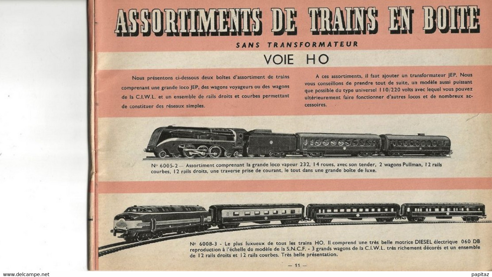 CATALOGUE TRAINS JEP HO ET O  DE 1960 AVEC SON TARIF - Zonder Classificatie