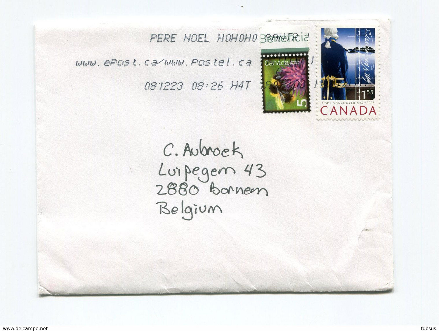 2007 Cover From Pere Noel - See Special Cancellation On 2 Stamps - Cover To Belgium - Briefe U. Dokumente