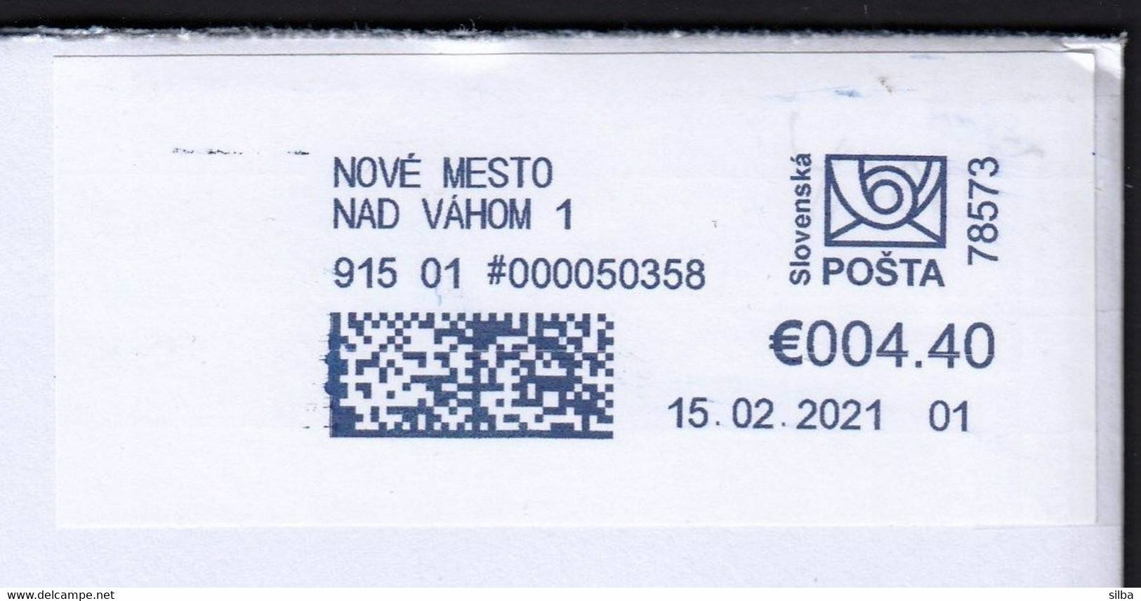 Slovakia Nove Mesto Nad Vahom 2021 / Post Machine Printed Sticker Stamp, Label - Brieven En Documenten