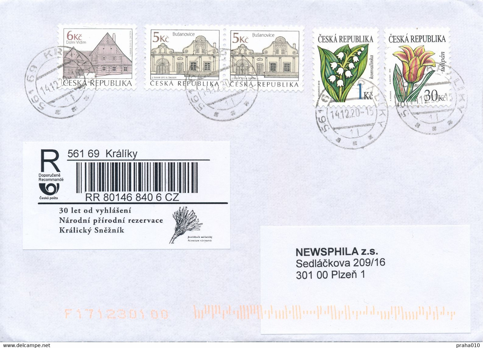 Czech Rep. / Comm. R-label (2020/69) Kraliky: National Nature Reserve "Kralicky Sneznik" (Hieracium Nivimontis) (X0258) - Storia Postale