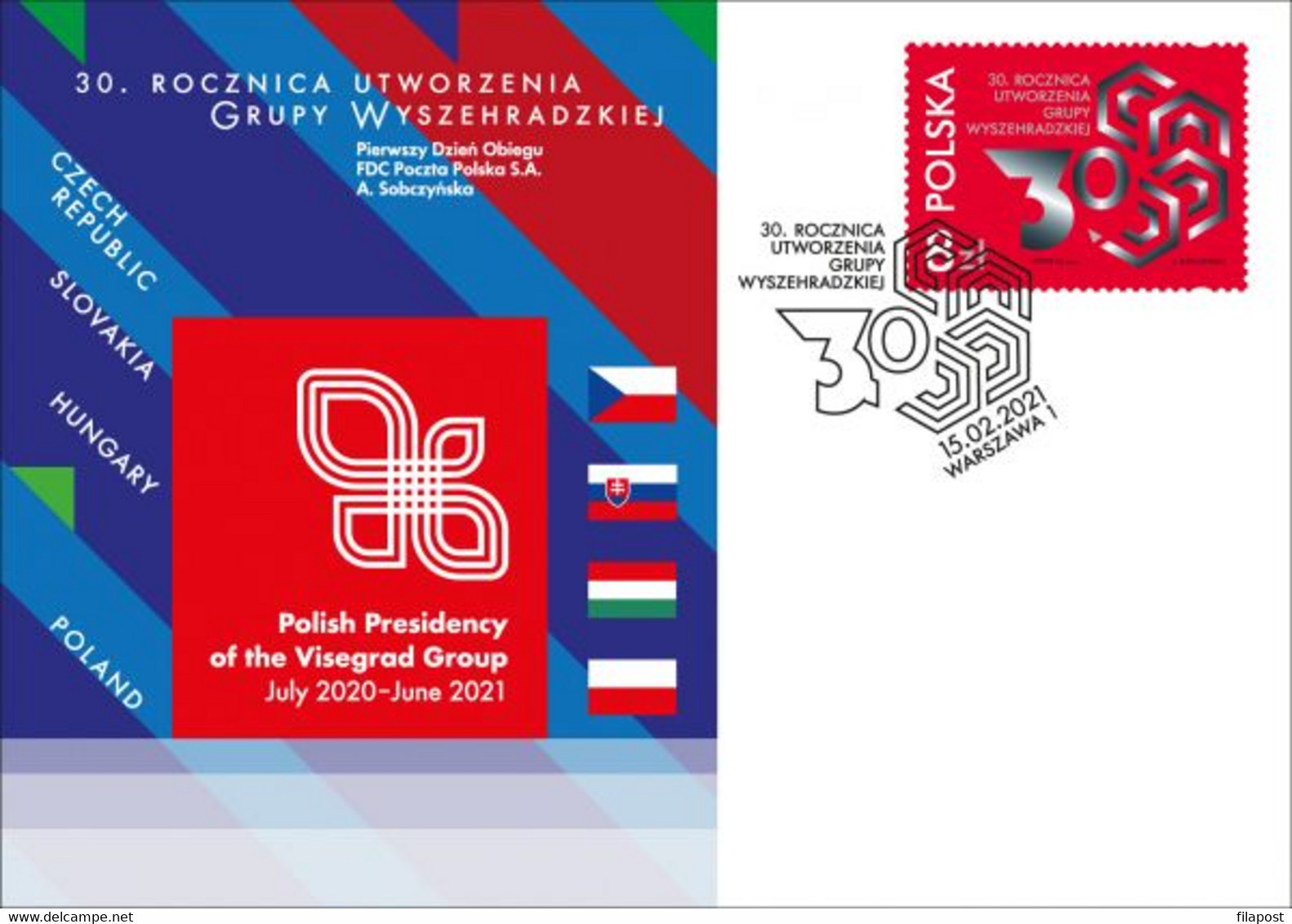 POLAND 2021 The Visegrád Group, Visegrád Four Czech Republic, Hungary, Poland And Slovakia FDC Cover New!!! - FDC