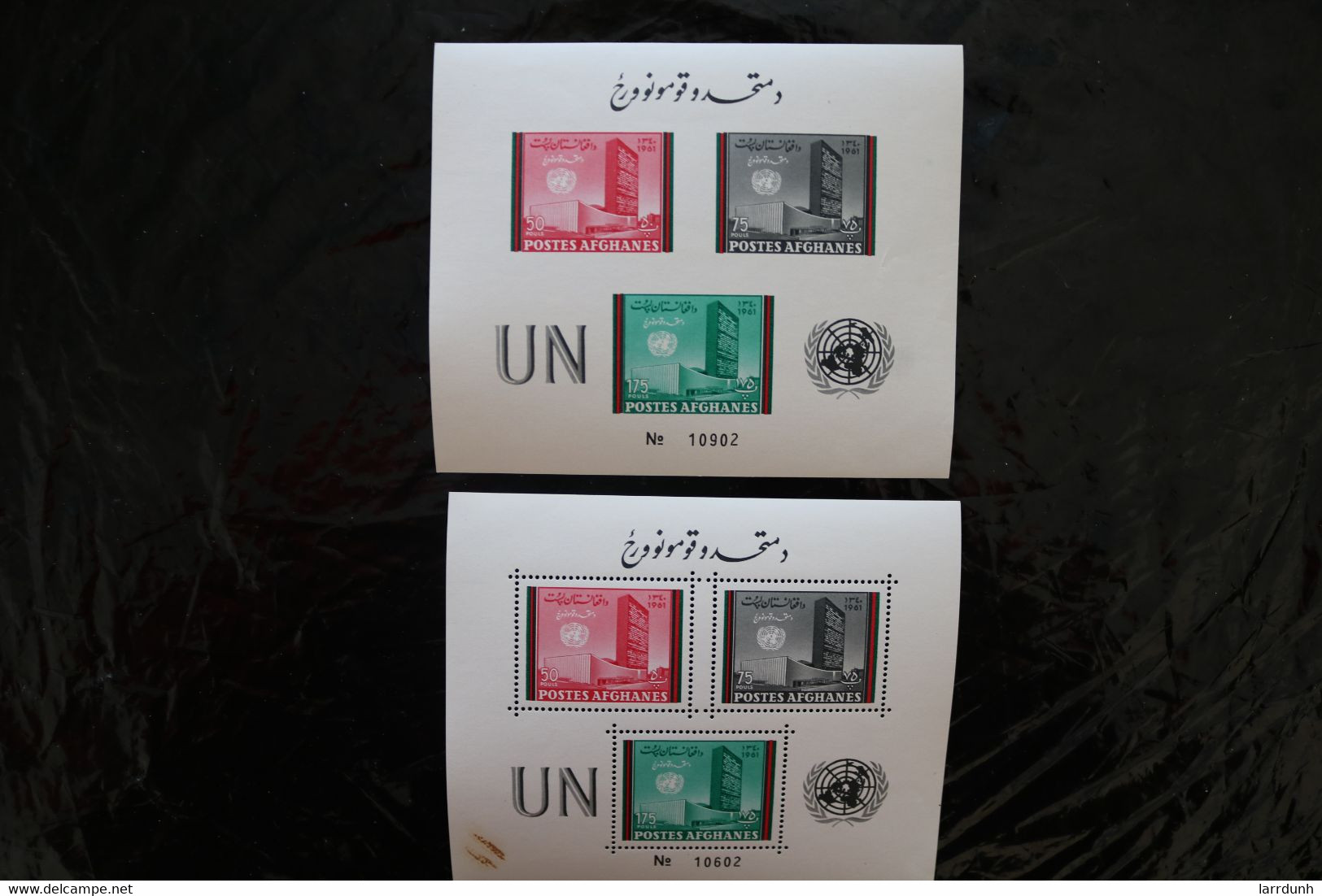 Afghanistan 536-538 UN Headquarters NY Imperforate & Perf Souvenir Sheet Block MNH 1961 STAIN A04s - Afganistán