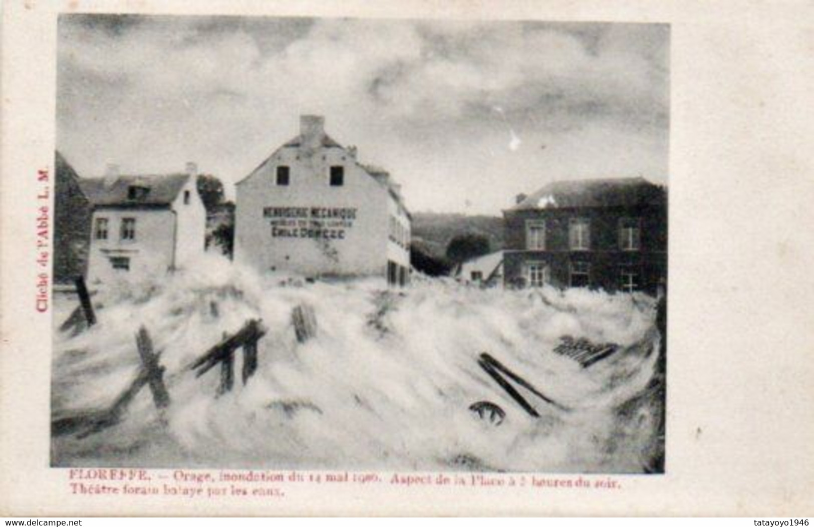 FLOREFFE  Orage Inondation Du 14 Mai 1906 Aspect De La Place A 5 Heures Du Soir  Menuiserie Mecanique N'a Pas Circulé - Floreffe