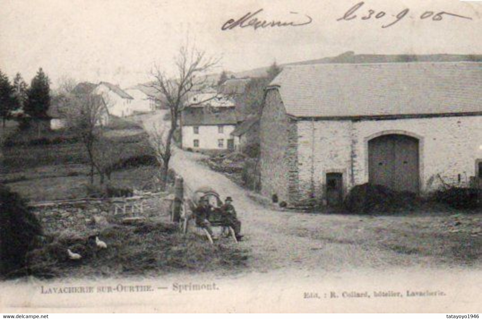 LAVACHERIE SUR OURTHE   Sprimont Charette Petite Animation  Circulé En 1905 - Sainte-Ode